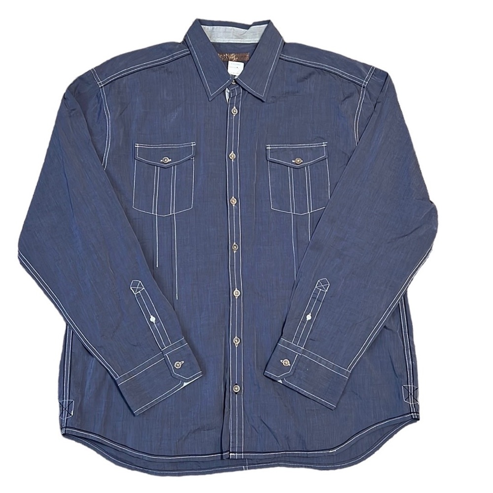 PRONTO UOMO Western Style Long Sleeve Button Up Blue Shirt NWT Size 3XT
